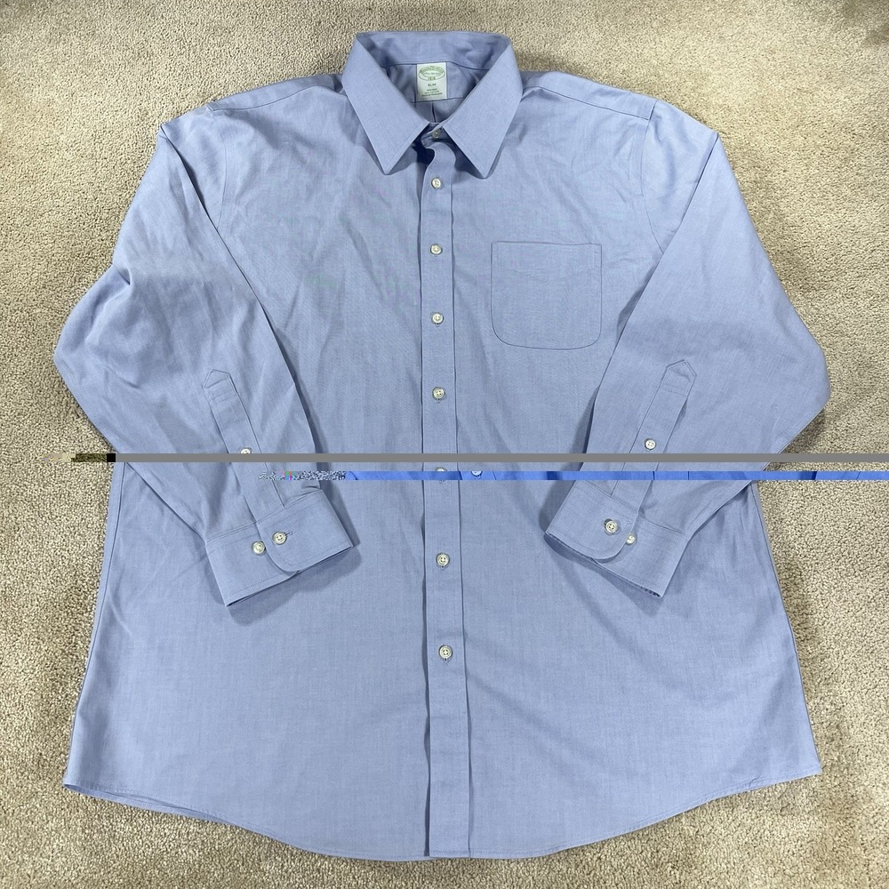 Brooks Brothers Mens Blue Pinpoint Oxford Dress Shirt 17.5-32/33 Slim Fit Office - Picture 2 of 10